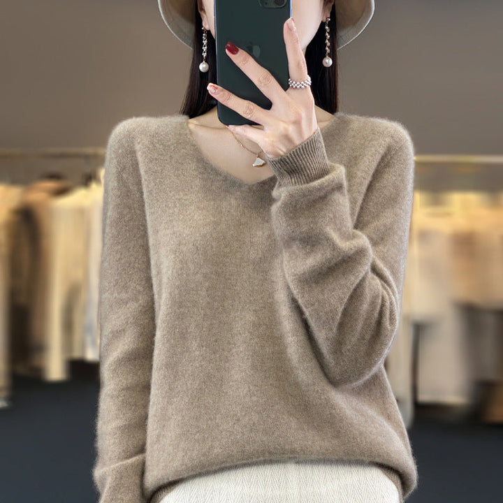 Drune | Lockere Damenpullover mit V-Ausschnitt für Herbst und Winter