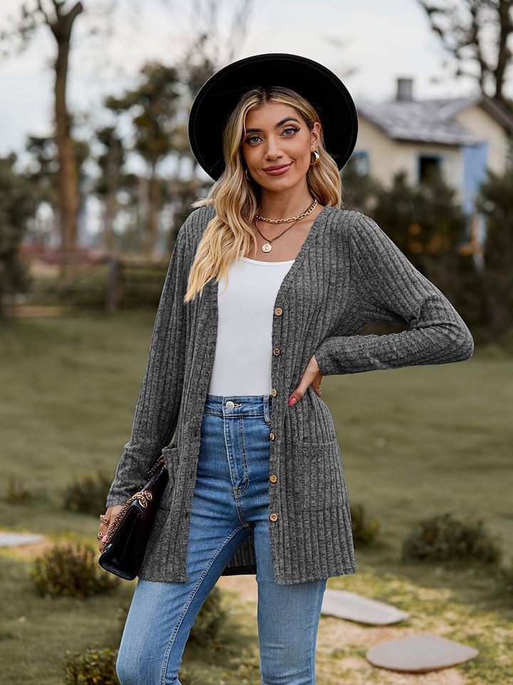 Drune | warmer gerippter Baumwolle Strickcardigan für Damen - Perfekt für lässige Tage