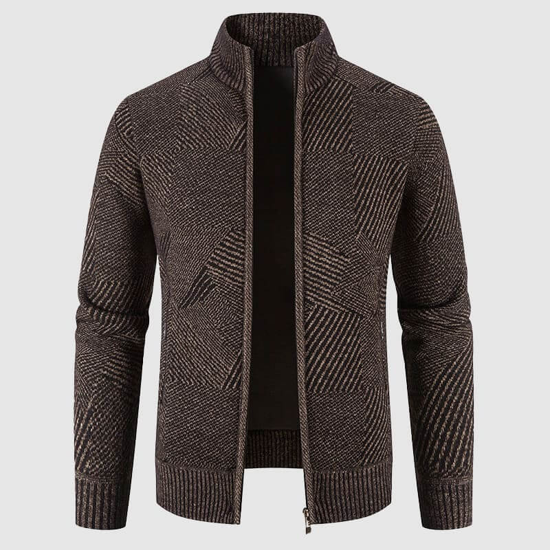 Drune | Herren geometrisches Strick-Cardigan-Jacke
