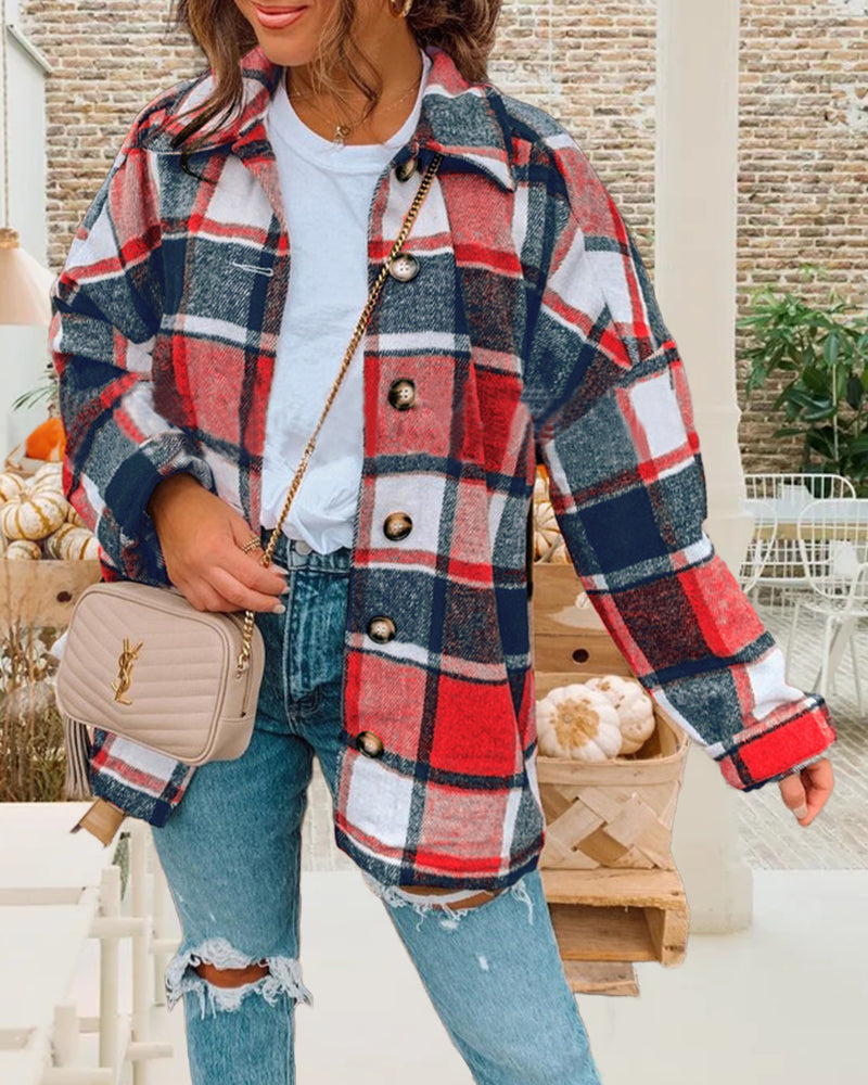 Drune | Jacke mit Karomuster und Knopfleiste
