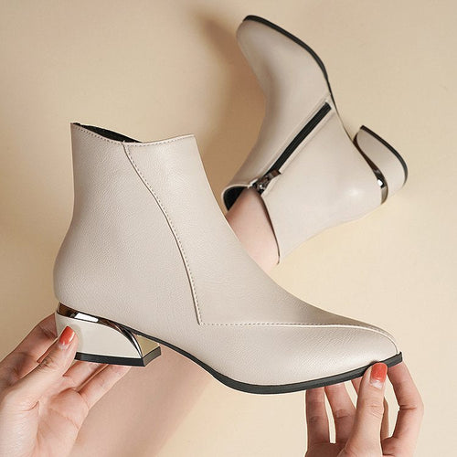 Drune | Damen Chunky Niedrige Absatz Stiefeletten