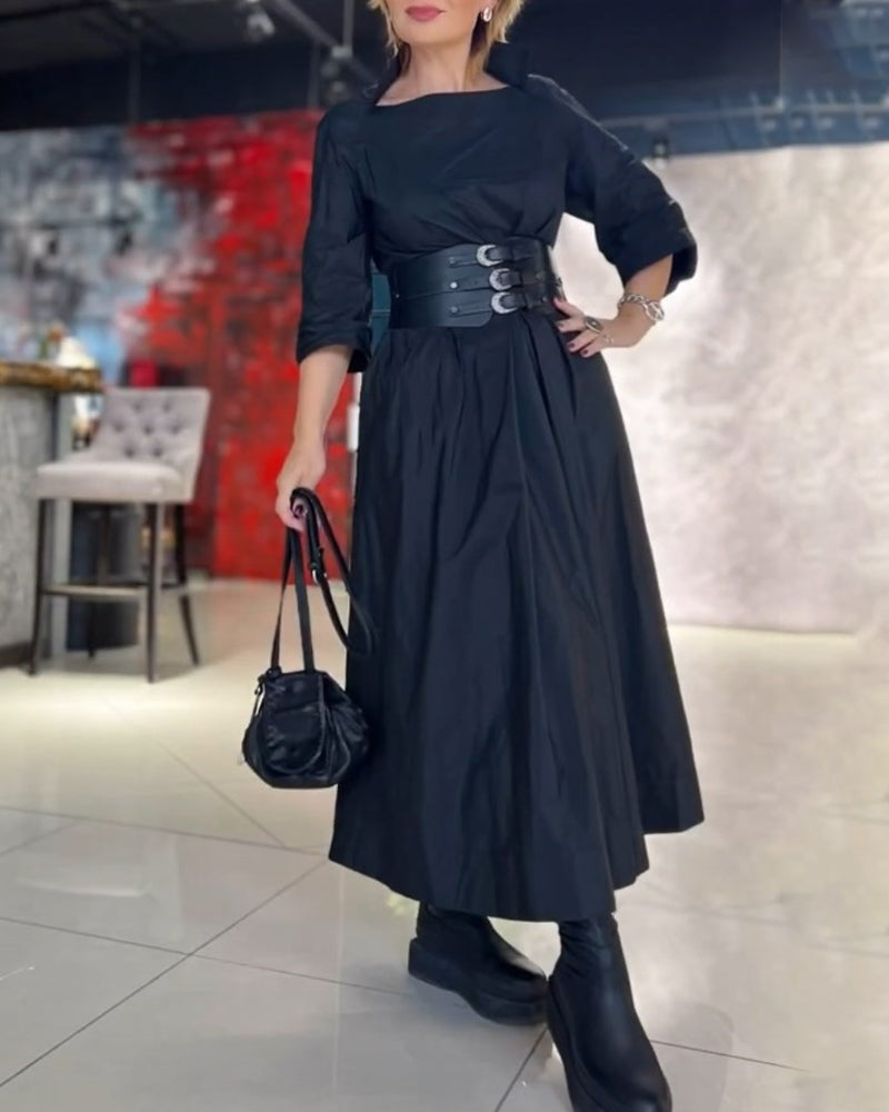 Drune | Einfarbiges Kleid mit Quadratischem Ausschnitt