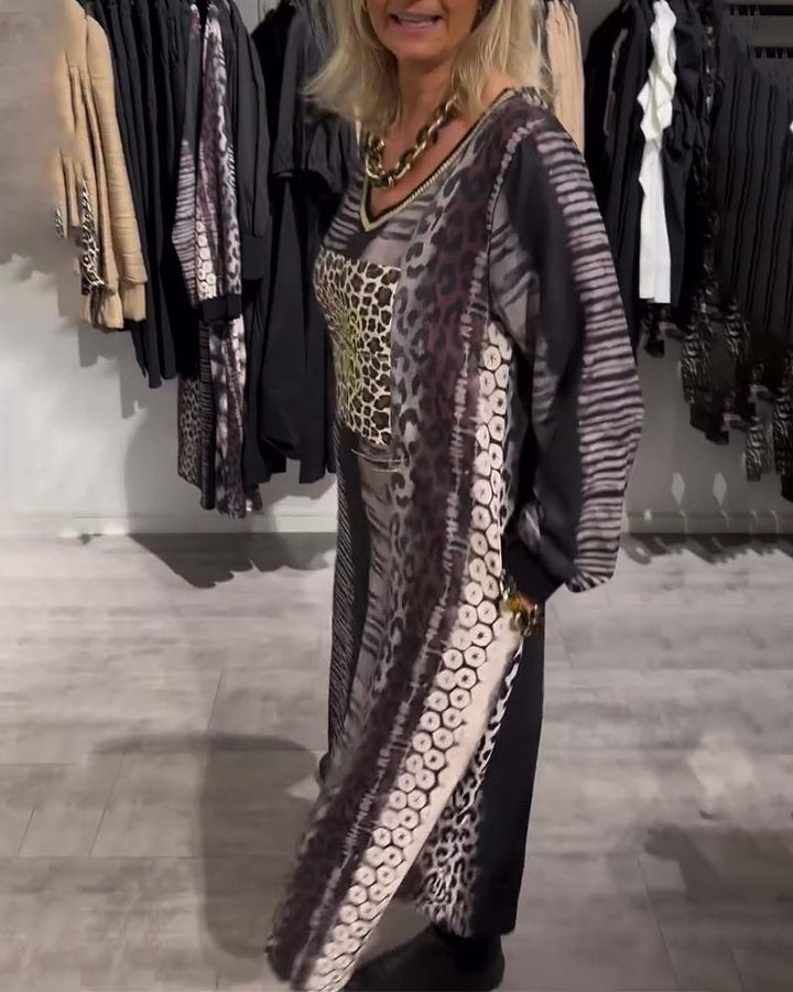 Drune | Kleid mit V-Ausschnitt und Leopardenmuster