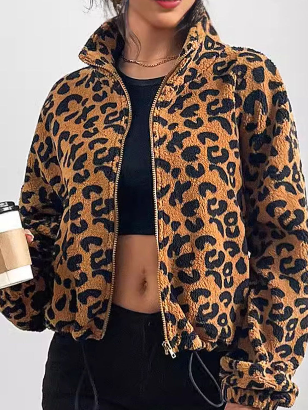 Drune | Schicke Herbst Leopard Zip-Up Jacke für Frauen