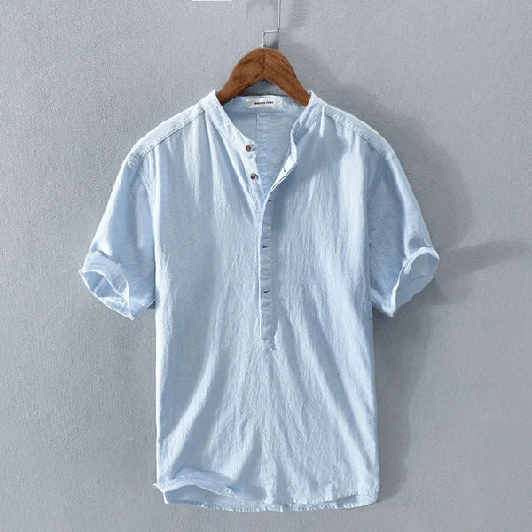 Drune | Casual Henley T Shirt mit Knopfleiste und Kurzarm