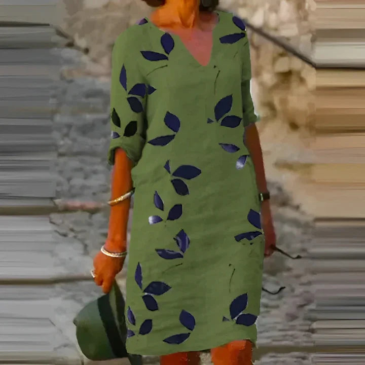 – atemberaubendes sommerkleid mit blätterprint für damen