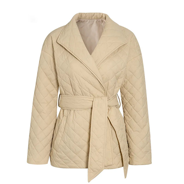 Drune | Warme kurze Jacke mit Gürtel für Damen