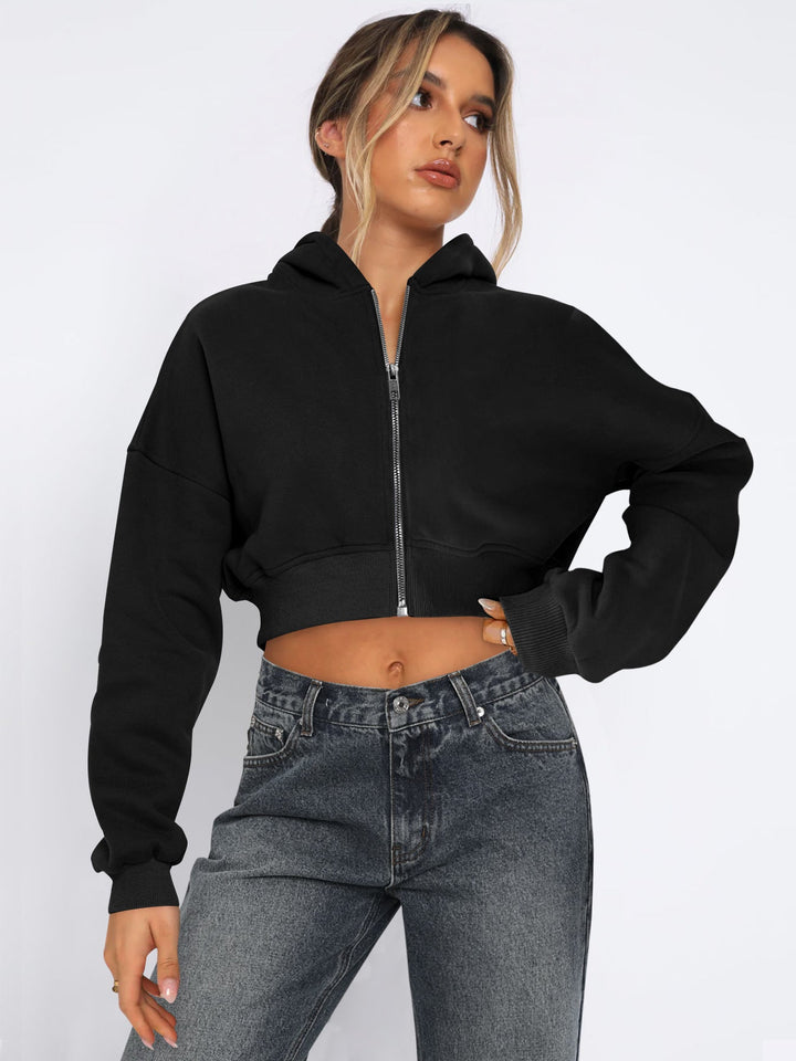 Drune | Kurzer Fleece-Hoodie mit Reißverschluss