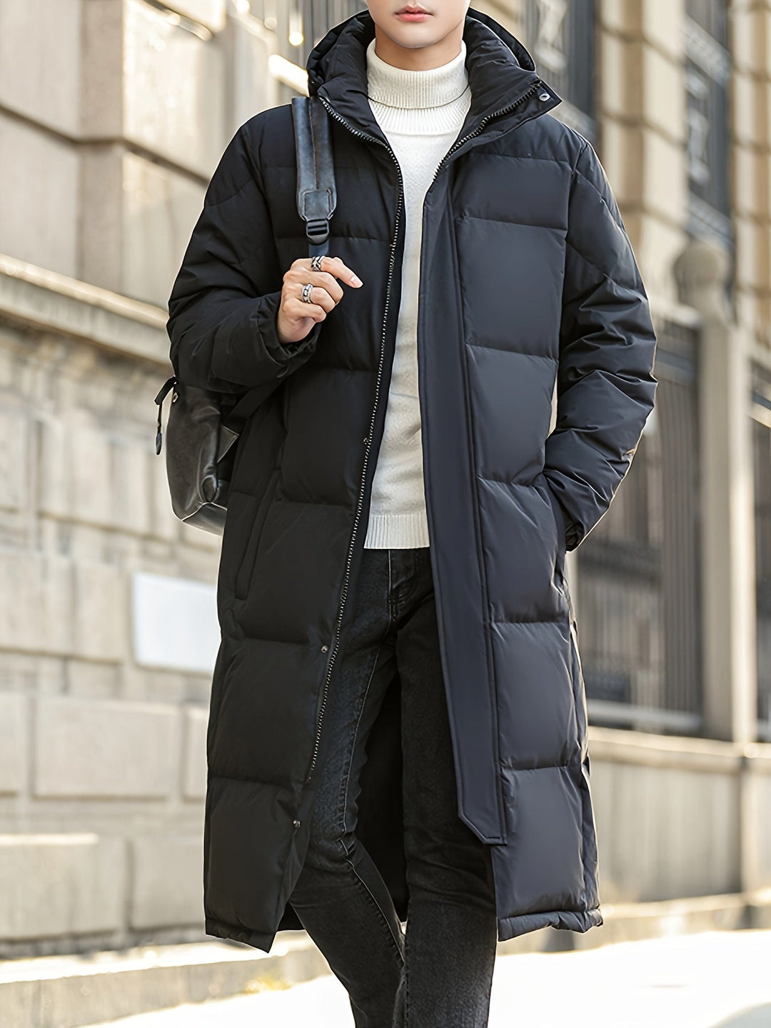 Drune |  Lange Kapuzen-Daunen-Winterjacke Für Herren - Perfekt für Outdoor-Aktivitäten