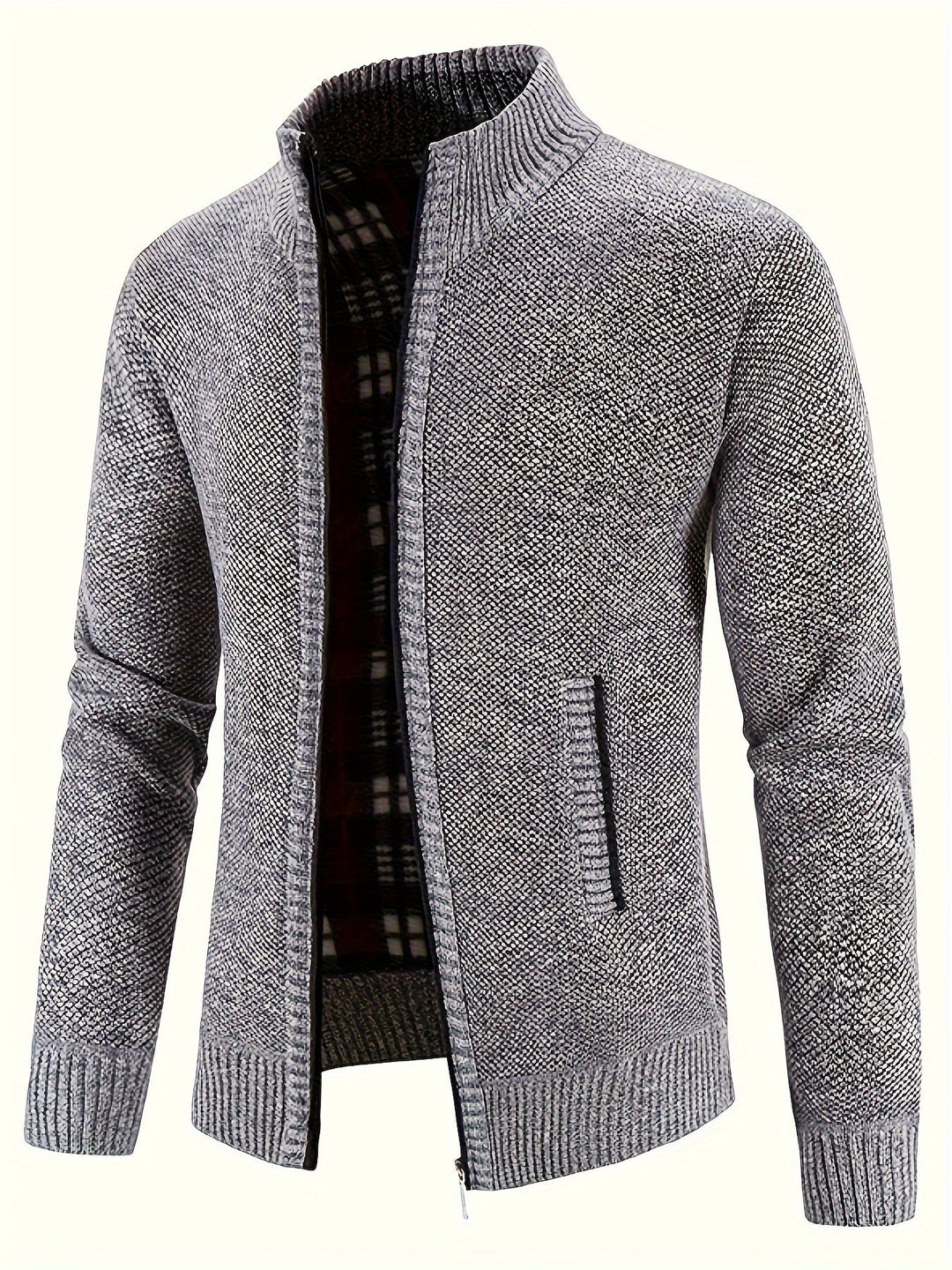 Drune | Zip Up Stehkragen Strickjacke