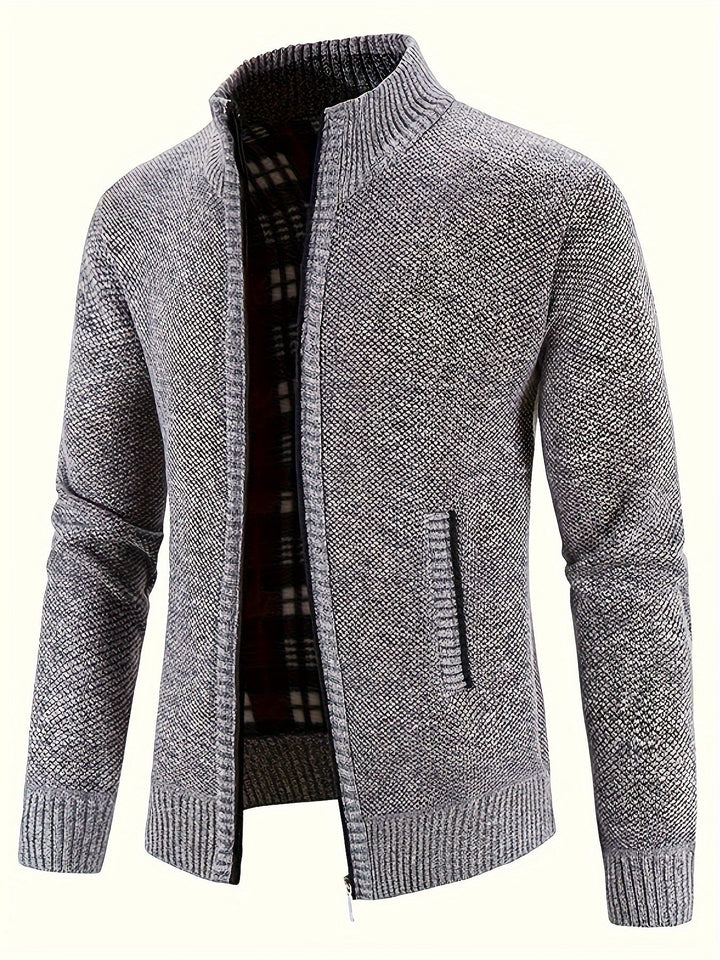 Drune | Zip Up Stehkragen Strickjacke