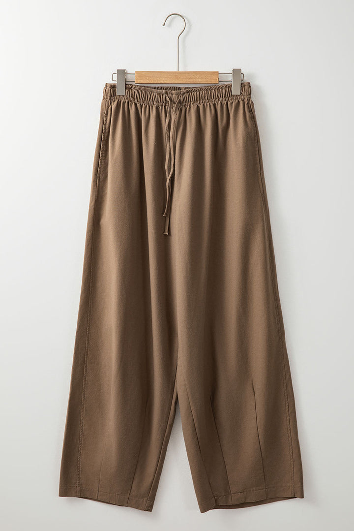 Drune | Palm Baumwoll Leinen Weitbein Hose Für Frauen