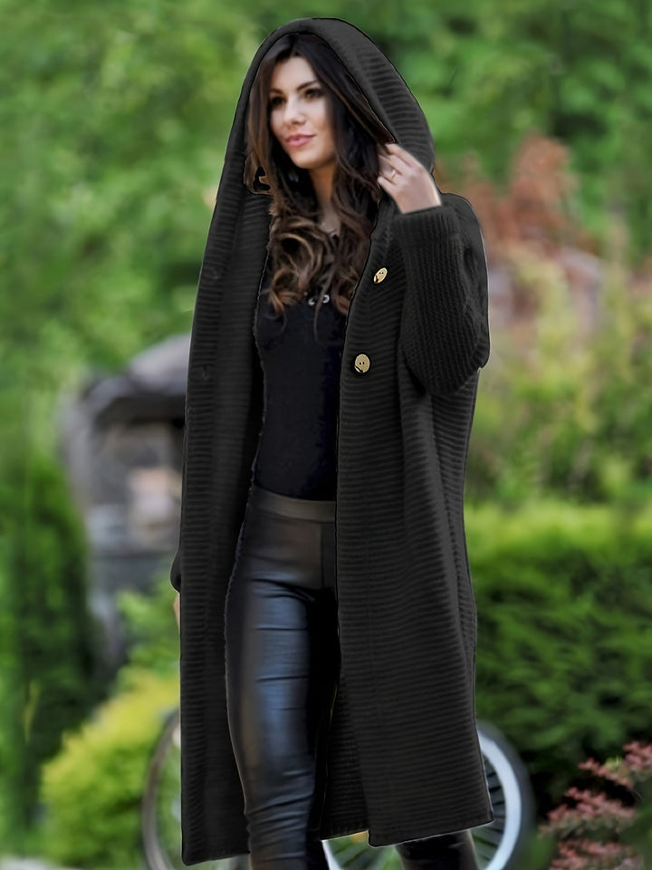 Drune | Damen Freizeit Strickjacke Mit Kapuze Und Langen Ärmeln