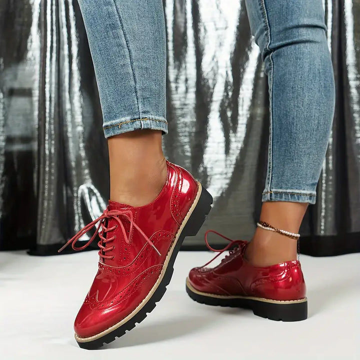 Drune | Lackschuhe Im Oxford Stil Mit Klobiger Sohle Für Damen