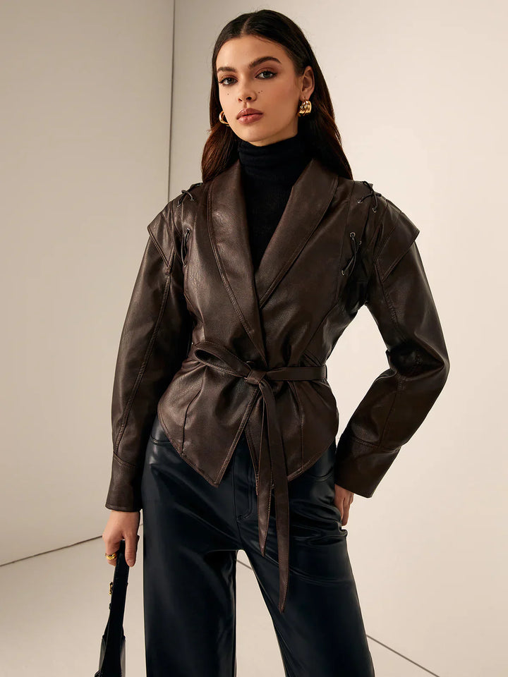 Drune | Leder Schnür Lapel Kragen Blazer Jacke