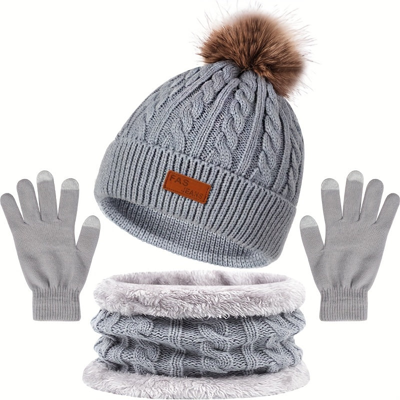 Drune | Lässiges Winter Essential Mütze und Handschuh Set für Frauen