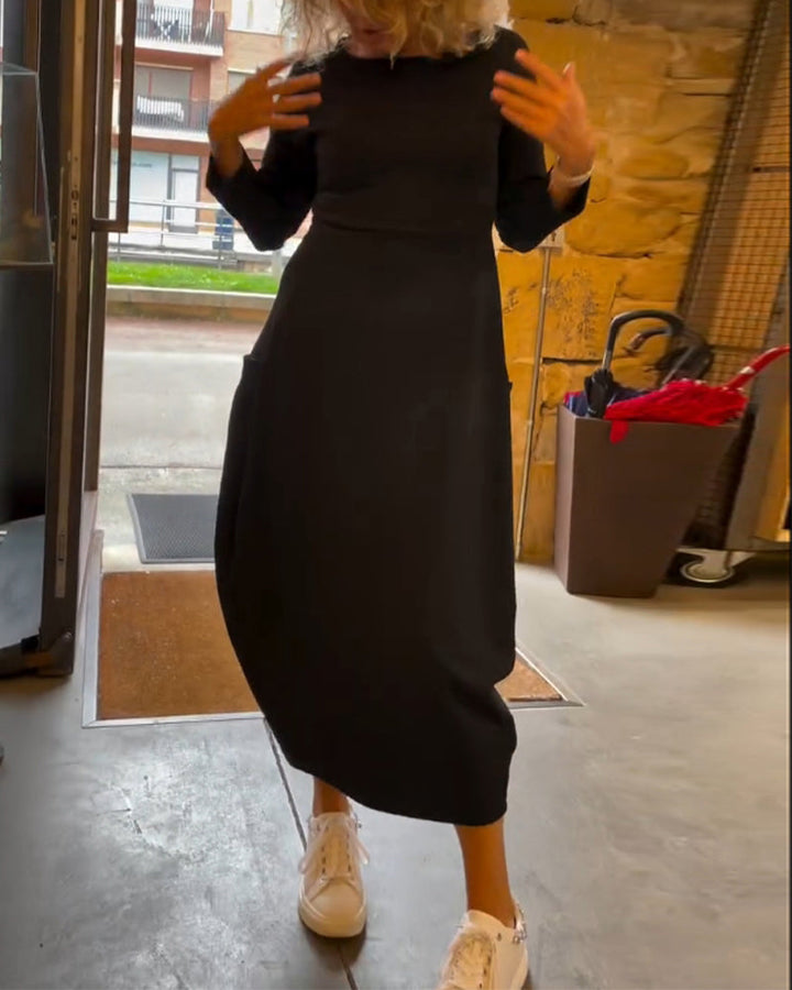 Drune | Kleid mit Rundhalsausschnitt und Langen Ärmeln und Tasche