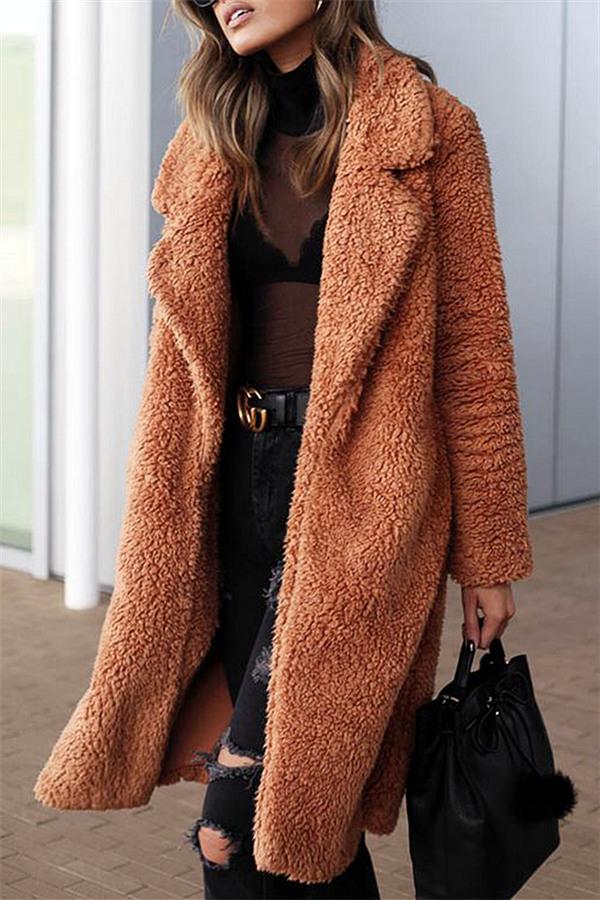 Drune | Faux Fur Langmantel Beige