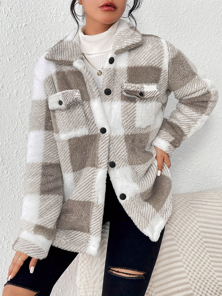 Drune | Karierter Knopfjacke mit langen Ärmeln