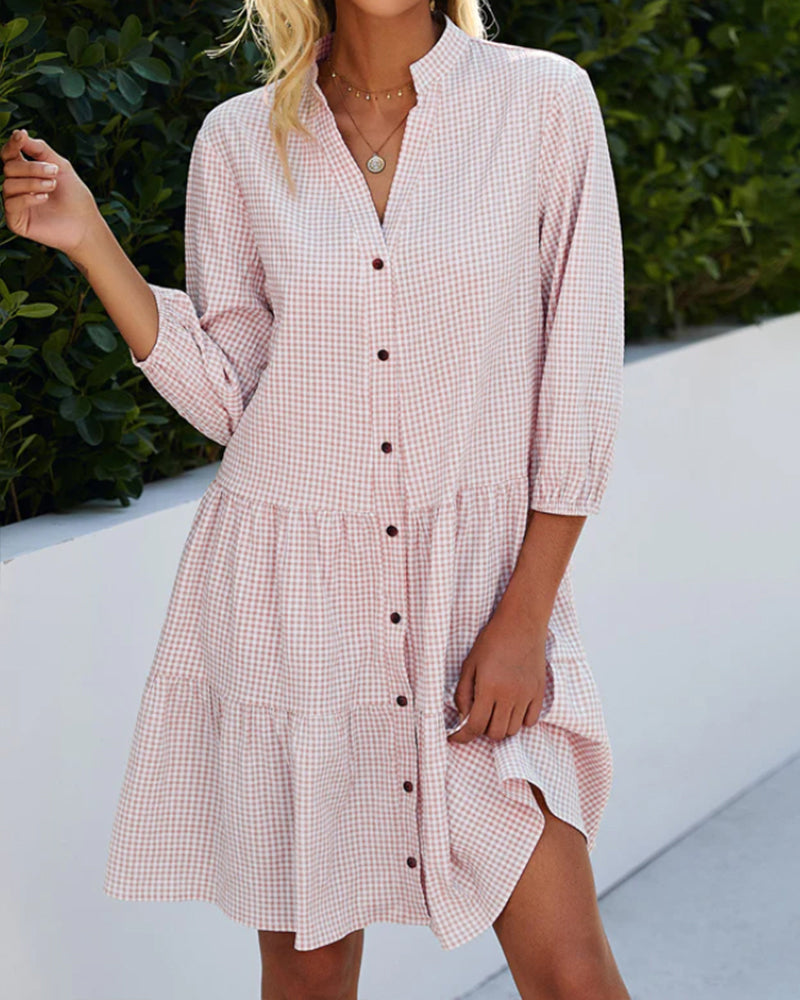 Drune | Kariertes Kleid Mit Stehkragen