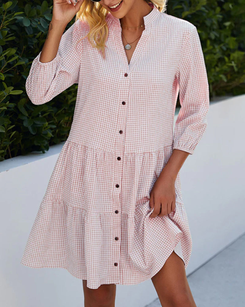 Drune | Kariertes Kleid Mit Stehkragen