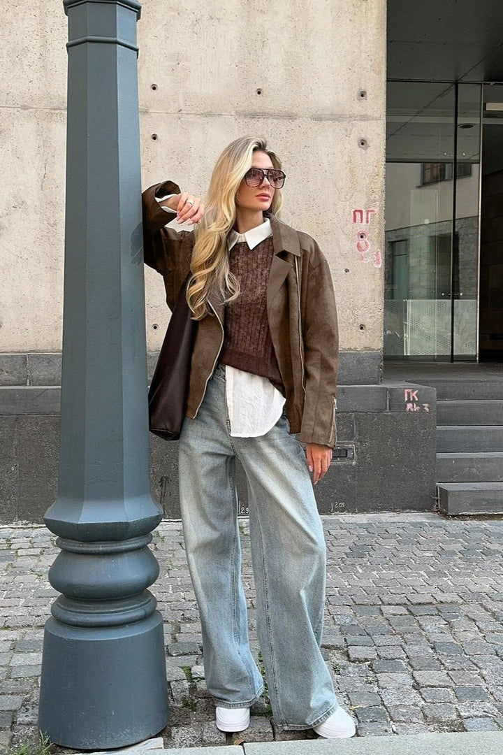 Drune | Braune Casual Wildlederjacke