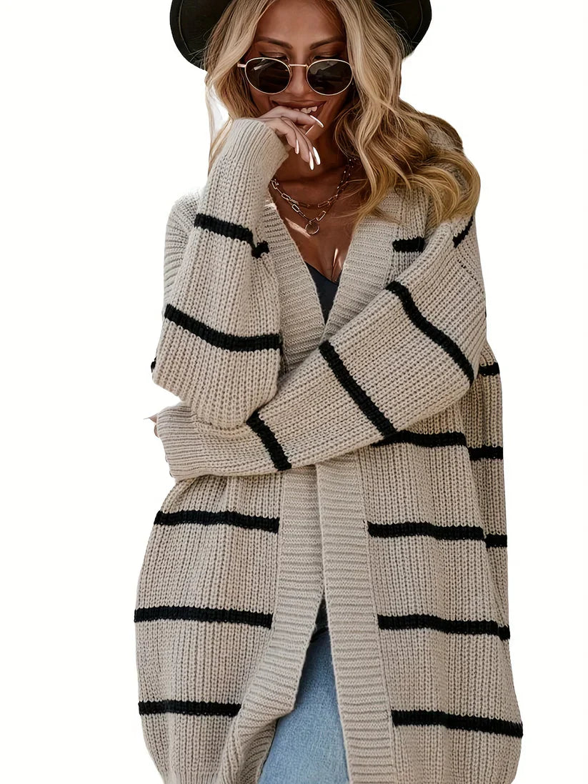 Drune | gestreifter Wollstrickwaren-Cardigan für Damen - Perfekt für den Alltag