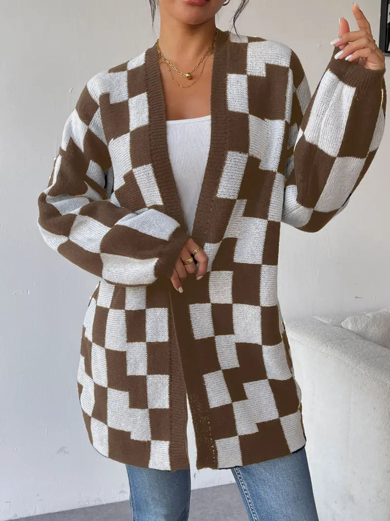 Drune | Karierter Strickcardigan