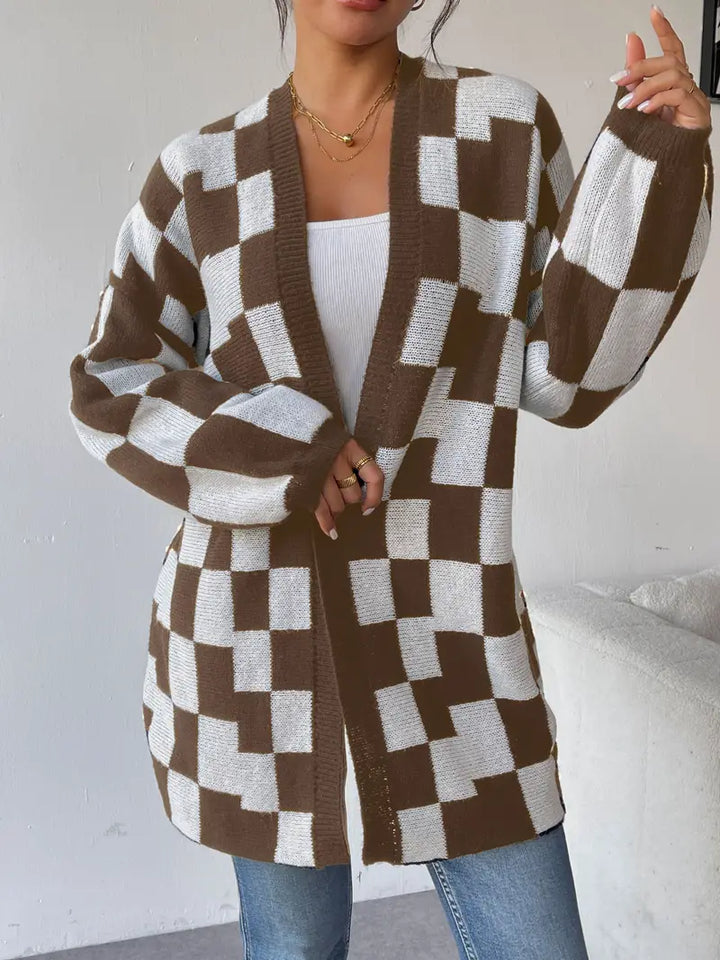 Drune | Karierter Strickcardigan