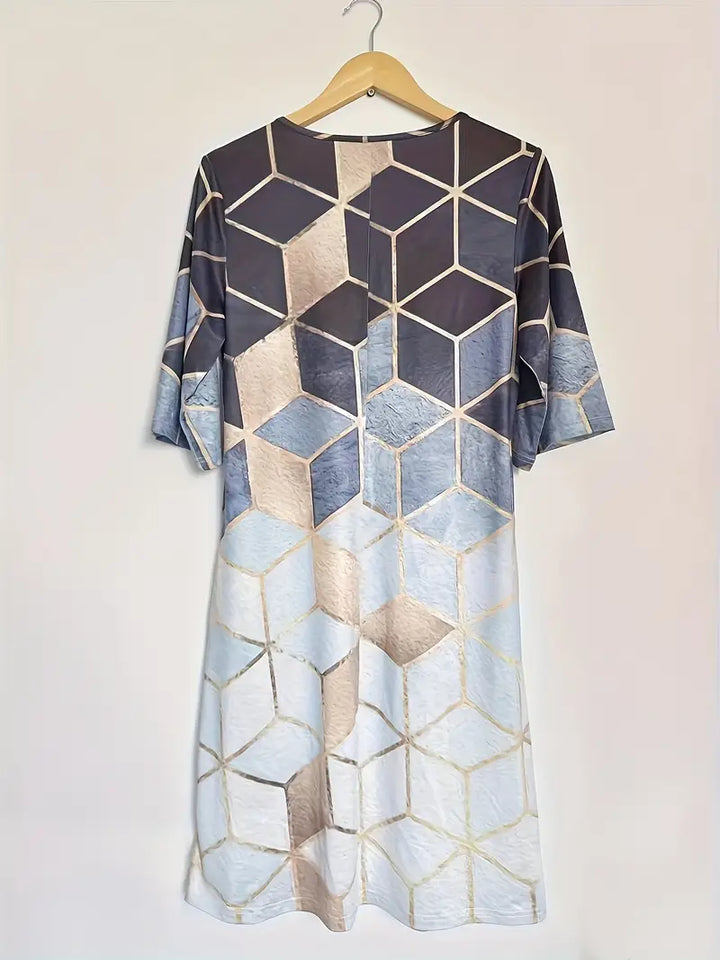Drune | Elegantes Midi-Kleid mit Geometrischen Mustern
