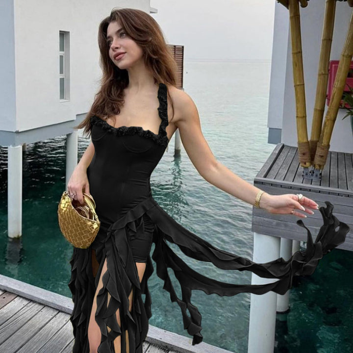 Drune | Sexy Ausschnitt unregelmäßig schlankes Kleid