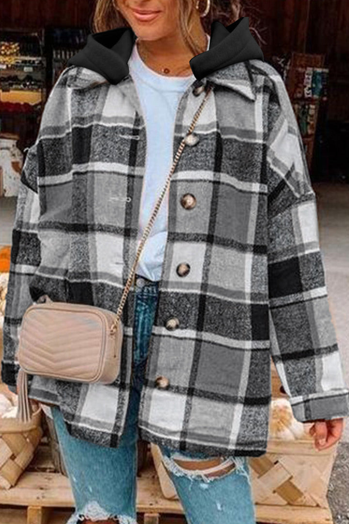 Drune | Gitterhemdenjacke mit Kapuze Polyester Lässig und Trendy