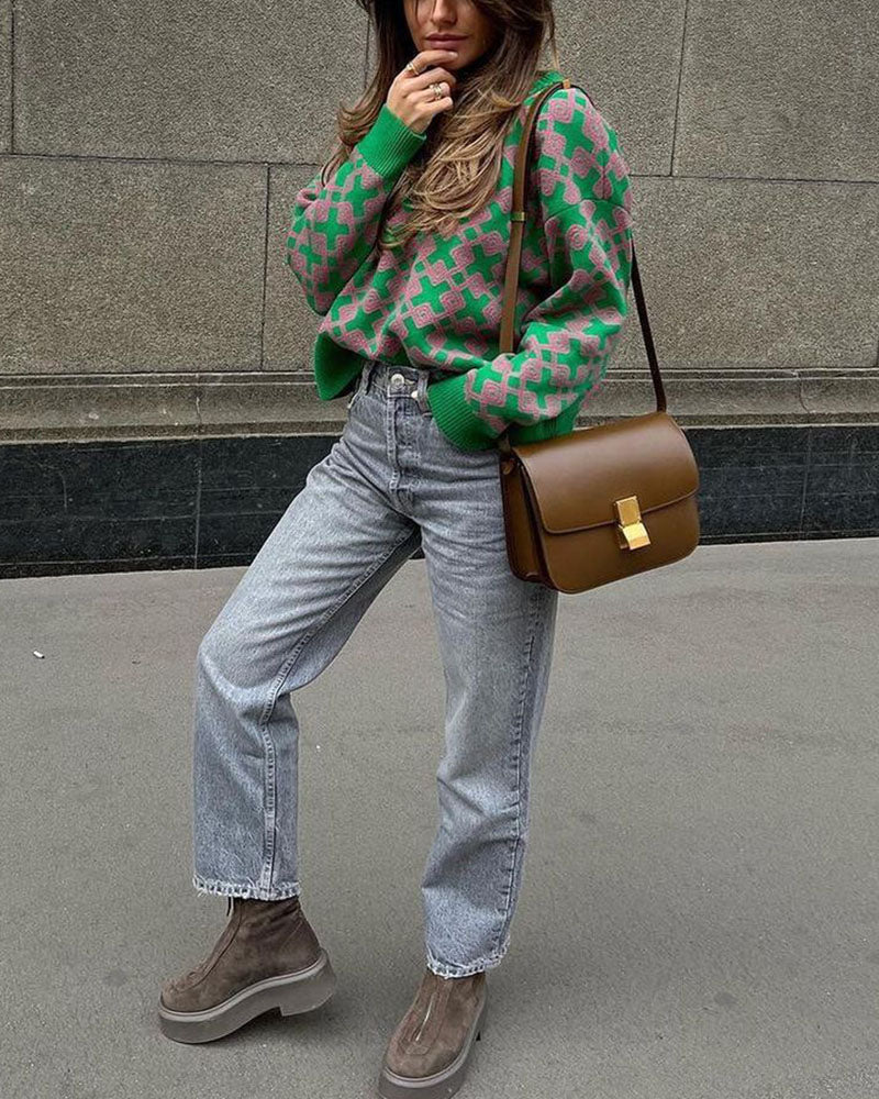 Drune | Muster Strickpullover Weich und Trendy Statement-look