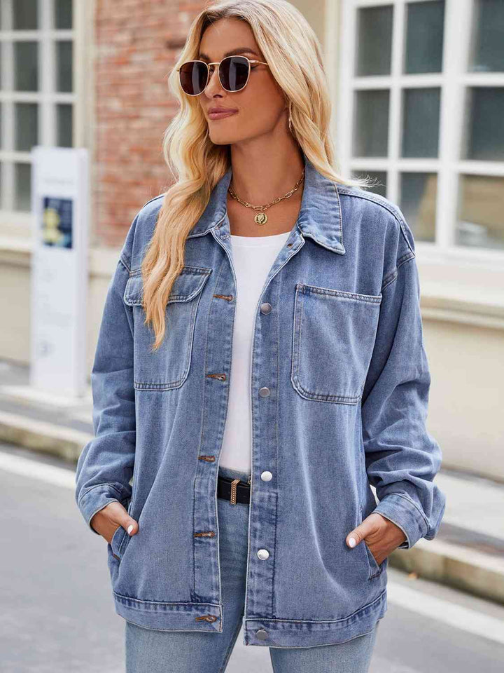 Drune | Knopf-Down Denimjacke mit Taschen