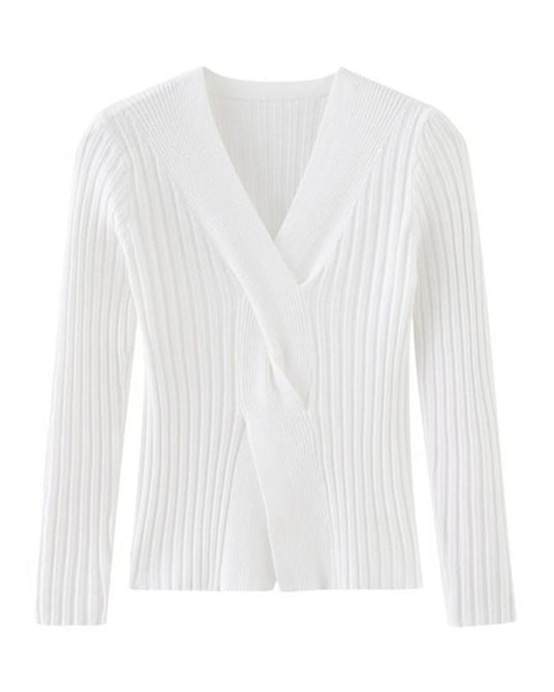 Drune | Twist-Front Ripp-Strickpullover