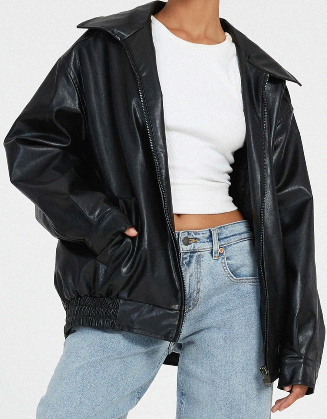 Drune | Übergroße Damen Kunstlederjacke