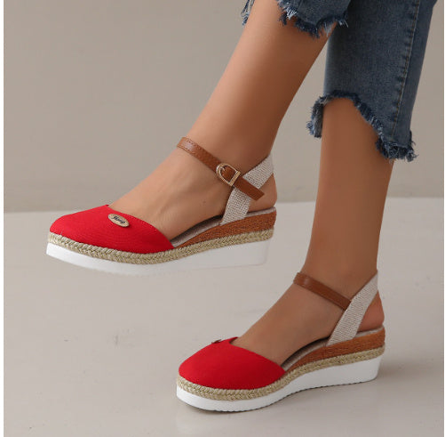 Drune | Leichte Plattform Wedge Sandalen Aus Hanfseil