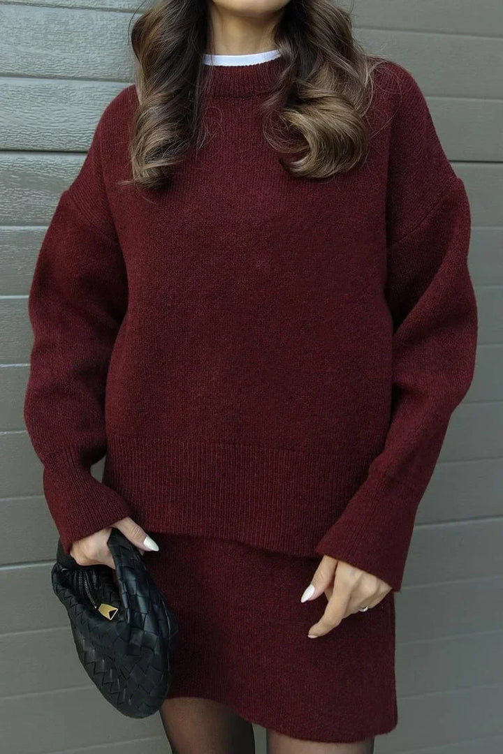 Drune | Strick Zweiteiler - Überdimensional Pullover & Minirock - Herbst Outfit