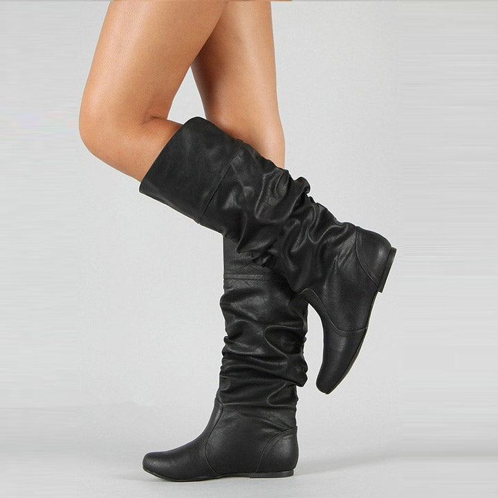 Drune | Größe Damen Mid-Calf Stiefel mit Plisseefalten – Modisch und bequem