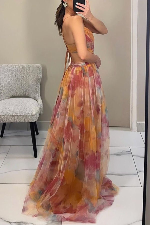 Drune | Elegante Maxikleid Im Schönem Blumenmuster