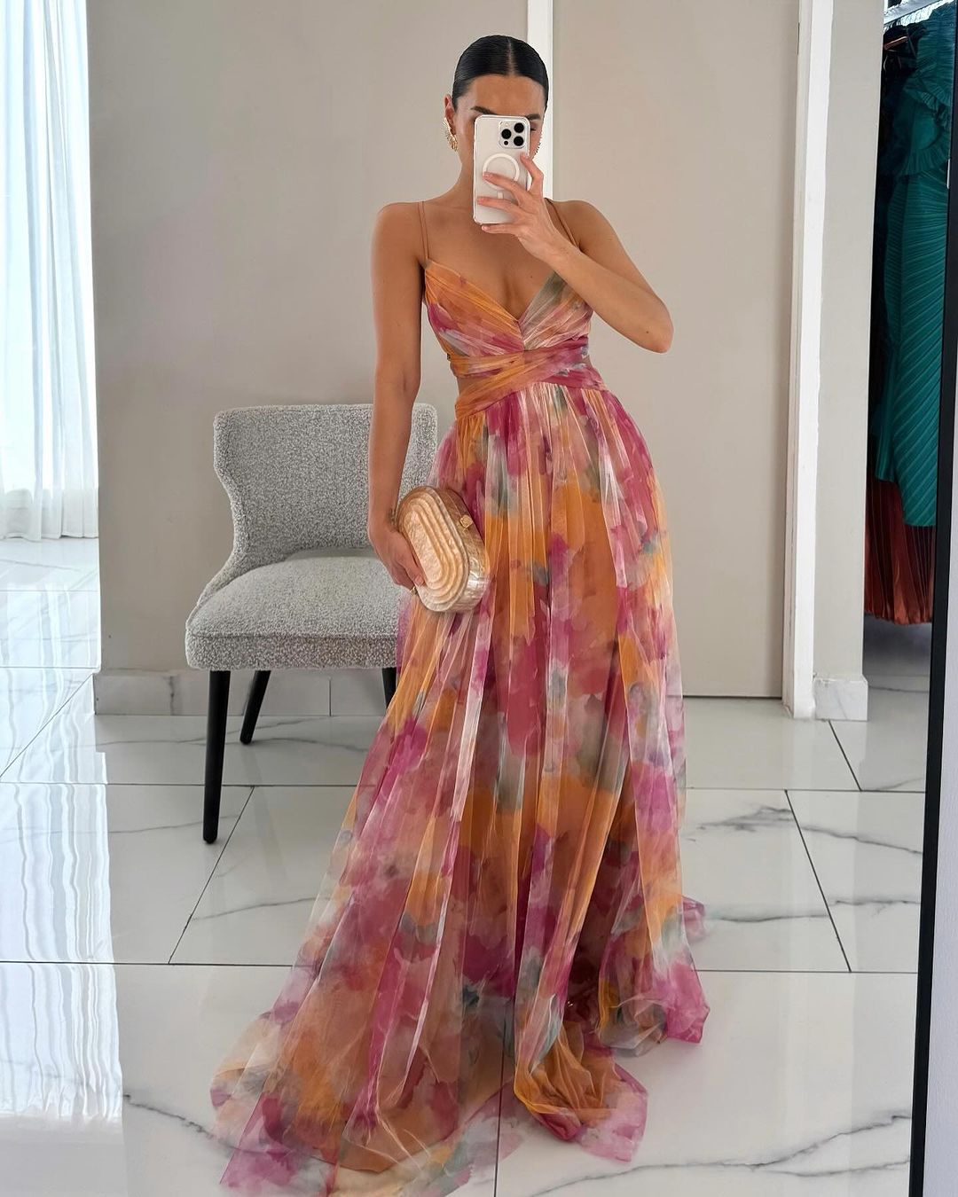 Drune | Elegante Maxikleid Im Schönem Blumenmuster