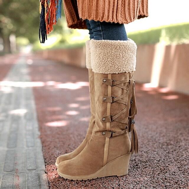 Drune - Stylische Damen hohe Schneestiefel mit Schnürdesign