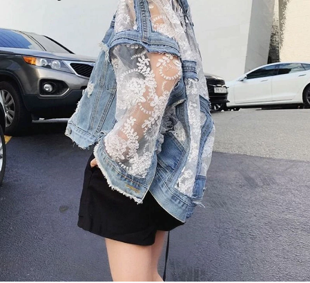 Drune | Blumen Denim-Jacke