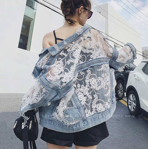Drune | Blumen Denim-Jacke
