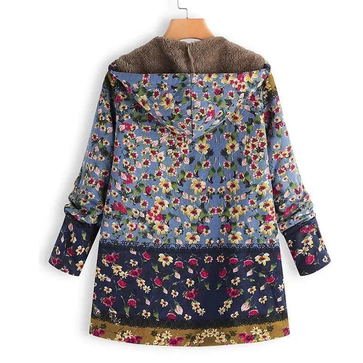 Drune | Floral Kapuzen Damen Fleece Mantel
