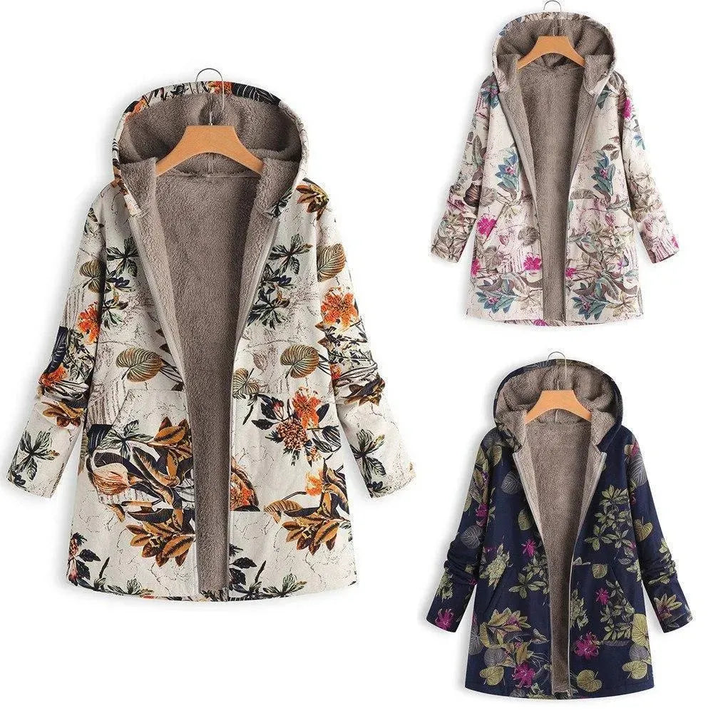 Drune | Floral Locker Plus Size Wintermantel