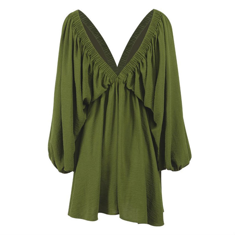Drune | Gerafftes Minikleid mit Schmetterlingsärmeln