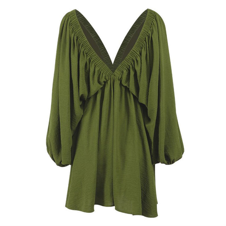 Drune | Gerafftes Minikleid mit Schmetterlingsärmeln