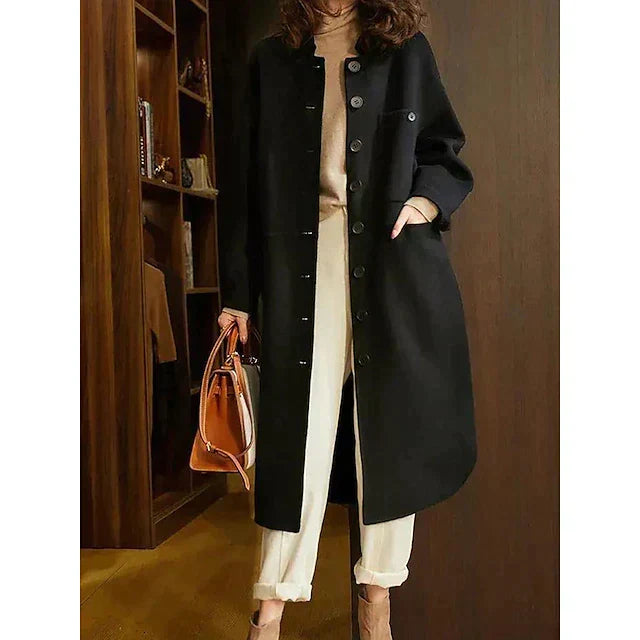 Drune | Mantel - Lange elegante Silhouette - Breite Revers - Bequem lässiger Schnitt