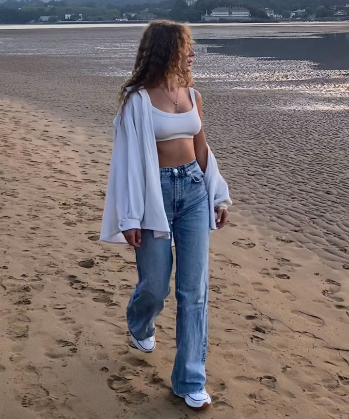 Musselin Bluse Freya Weiß Lang
